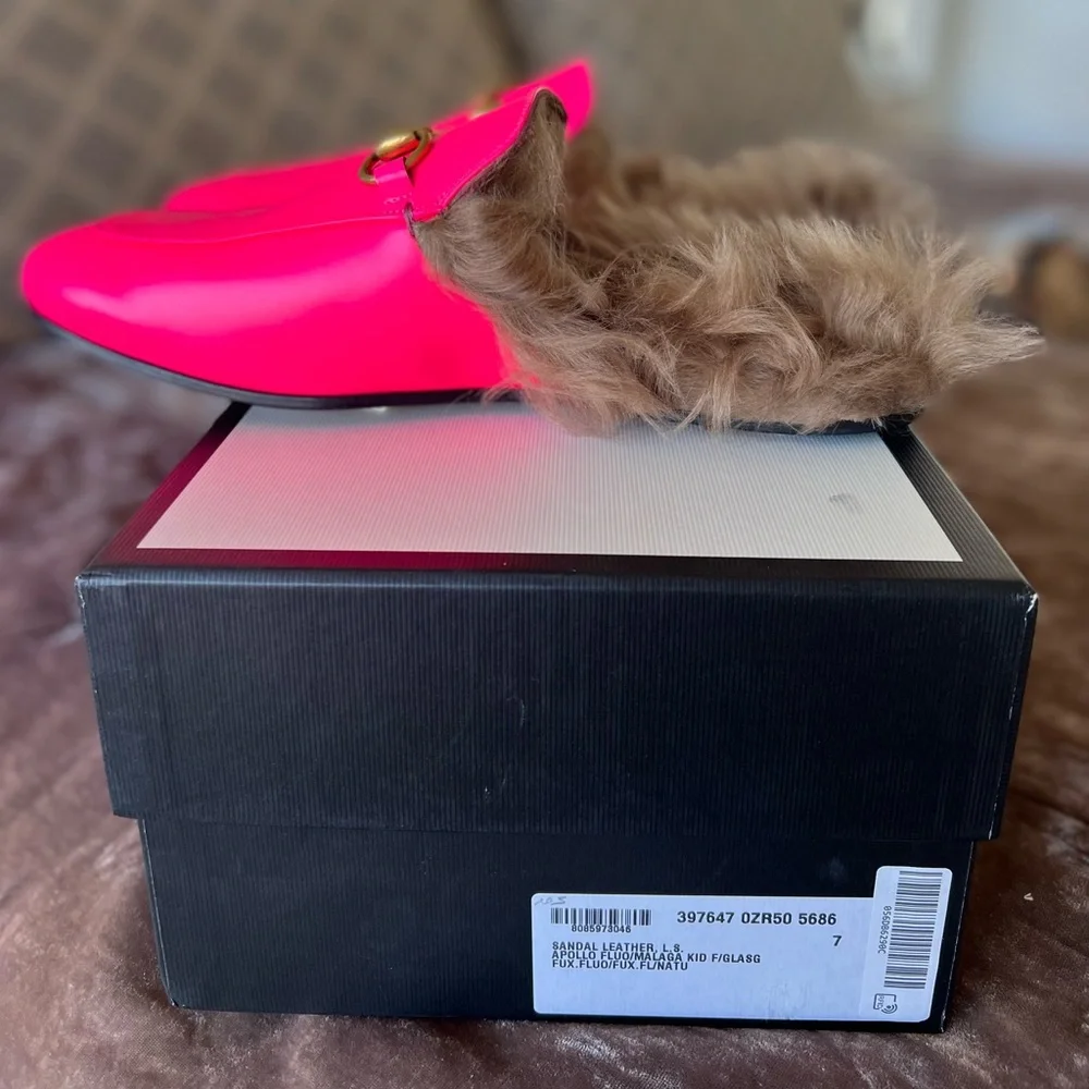 Gucci Neon pink Leather Princetown Mules - Picture 7 of 11